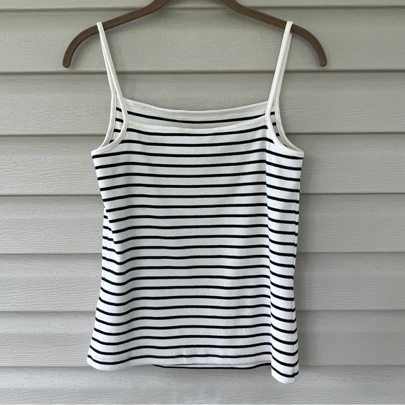 Boden Black White Stripe Ribbed Knit Cami Tank Top Size 10 - Picture 2 of 6